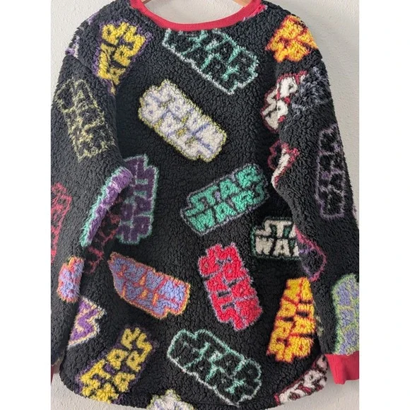 Star Wars Sherpa Pullover Sz L Sweatshirt Disney Parks Unisex Red Trim Cosplay - Picture 7 of 9